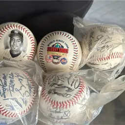 5 Vintage Lot Yankees/Mets Stamped Autographs Baseballs