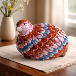 Vintage Toyo Japan Hand Painted Pastel Quail Figurine, 4 x 5