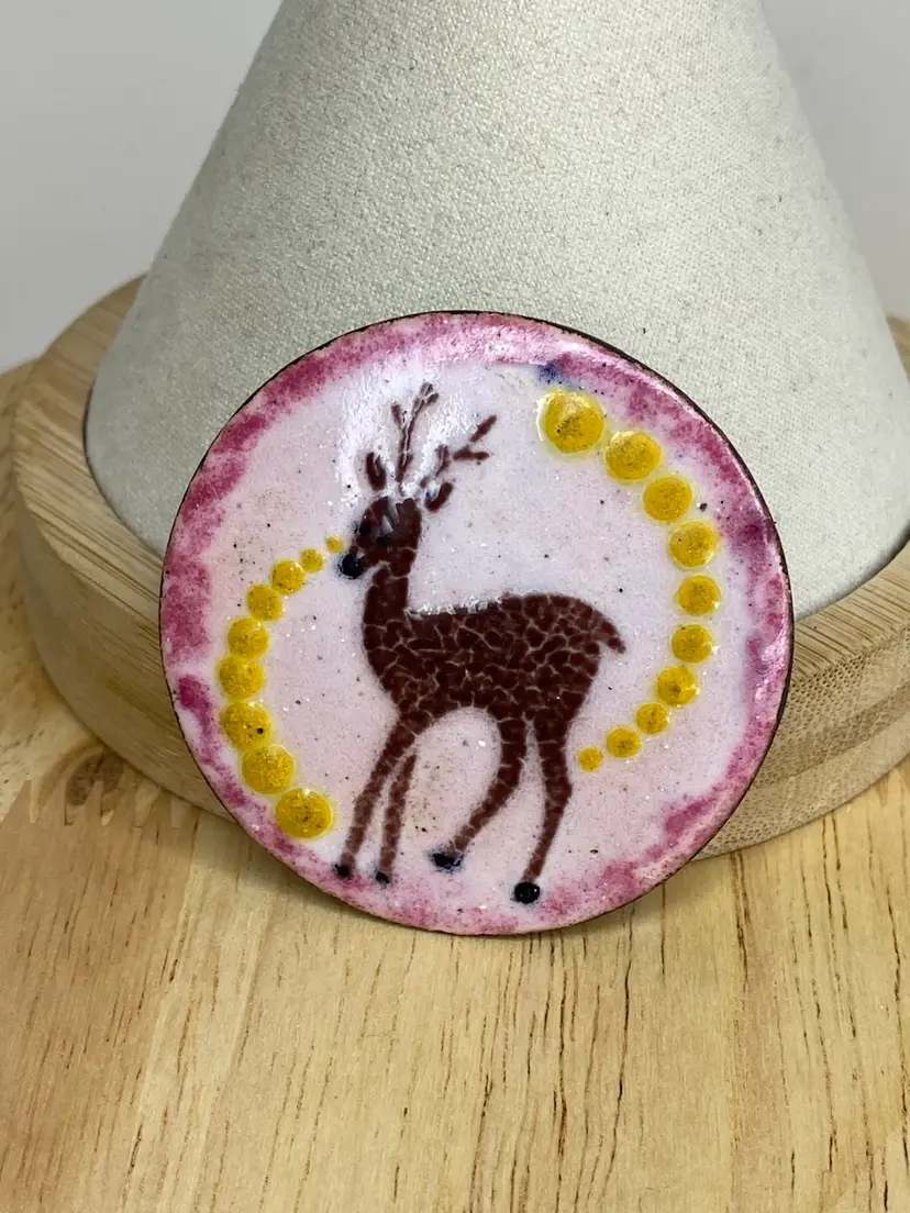 Vintage Rolf Neyman Deer Fawn Brooch Enameled Over Metal Made In Holland C Clasp