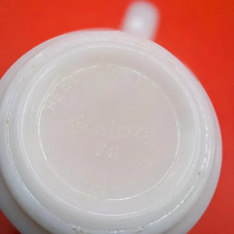 Vintage Glasbake White Milk Glass Mug With Blue Onion Design