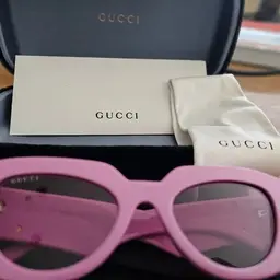 New With Case-Gucci Pink and Gold Glasses with Signature Style