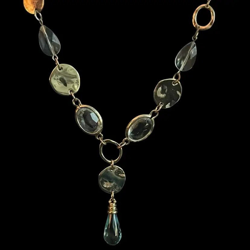 Vintage Costume Metal Crystal Necklace