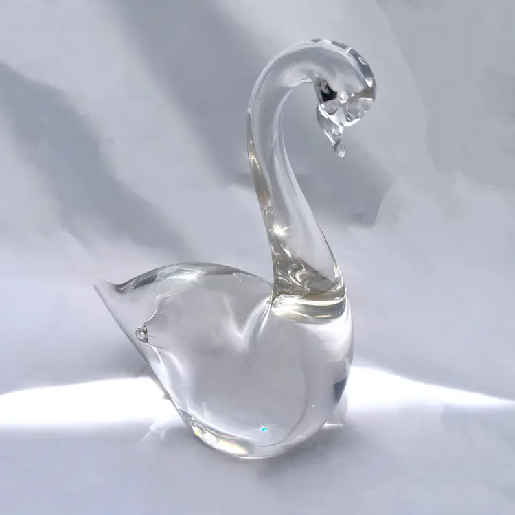 Vintage Swedish  FM Konstglas Art Glass Swan Ronneby Sweden Handblown