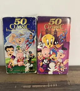 50 Classic All Star Cartoons Volume One And Two (VHS, 1991) Burbank Video