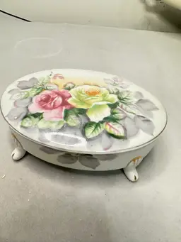 122. Rose Trinket Box Oblong Shape
