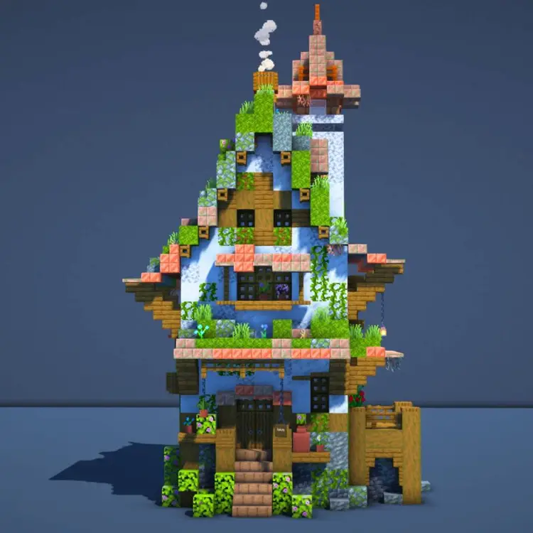 Minecraft Overgrown Fantasy House (FULL INTERIOR)