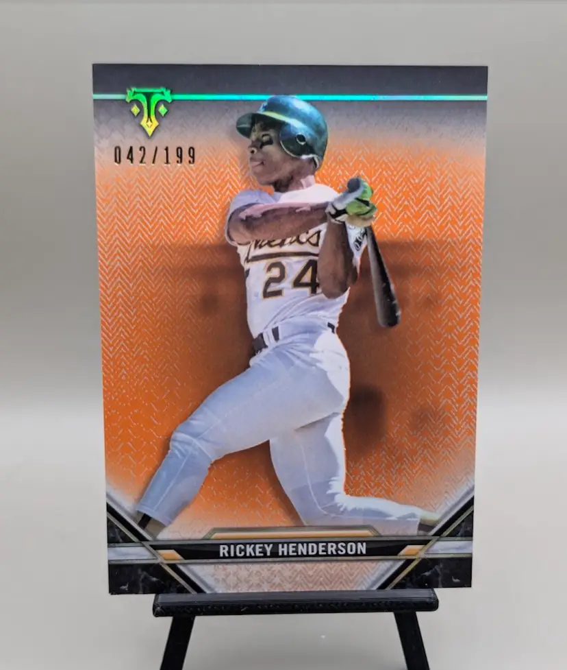 Rickey Henderson #/199 2021 Topps Triple Threads Amber #58 - Oakland Athletics - (153-394)
