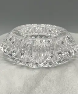 Small Clear Faceted Crystal Glass Votive Candle Holder, Trinket Dish, or Salt Cellar 2.5