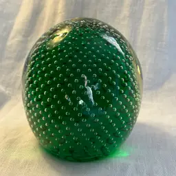 Green Controlled Bubble Paperweight