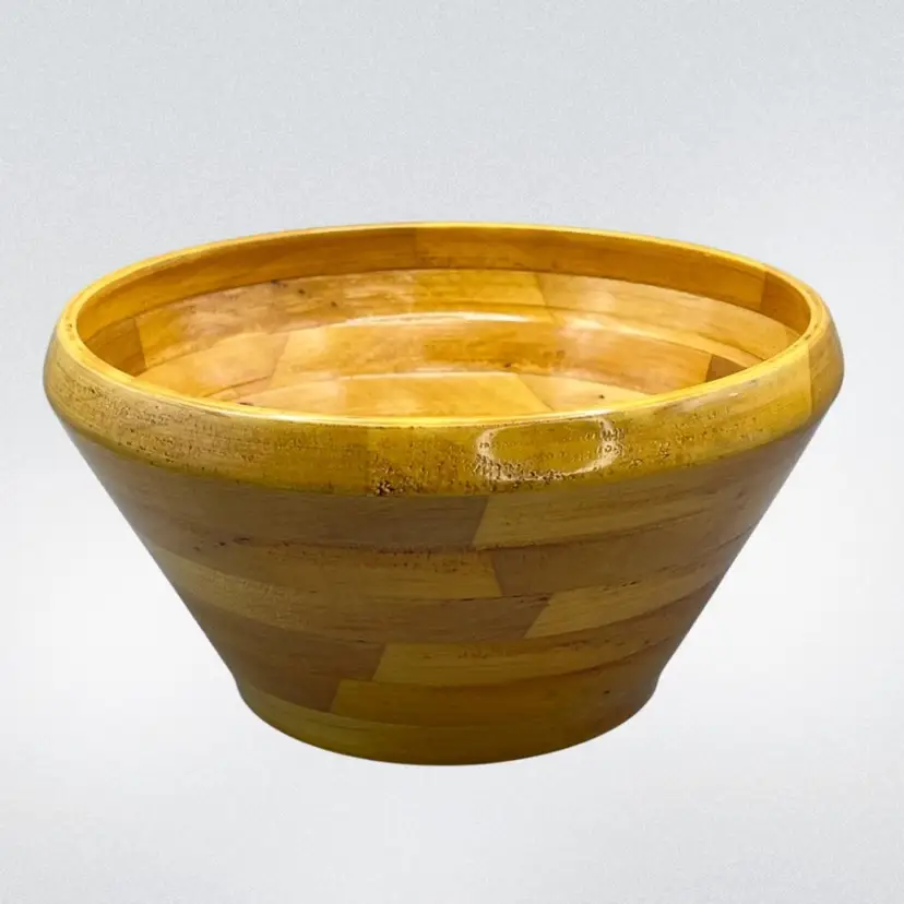 Hand Crafted Signed Segmented Wooden Serving Bowl Or Planter 8”