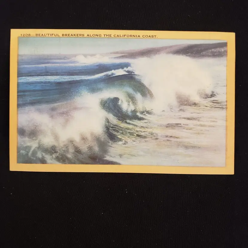 Postcard Beautiful Breakers Along the Coast California unused Vintage