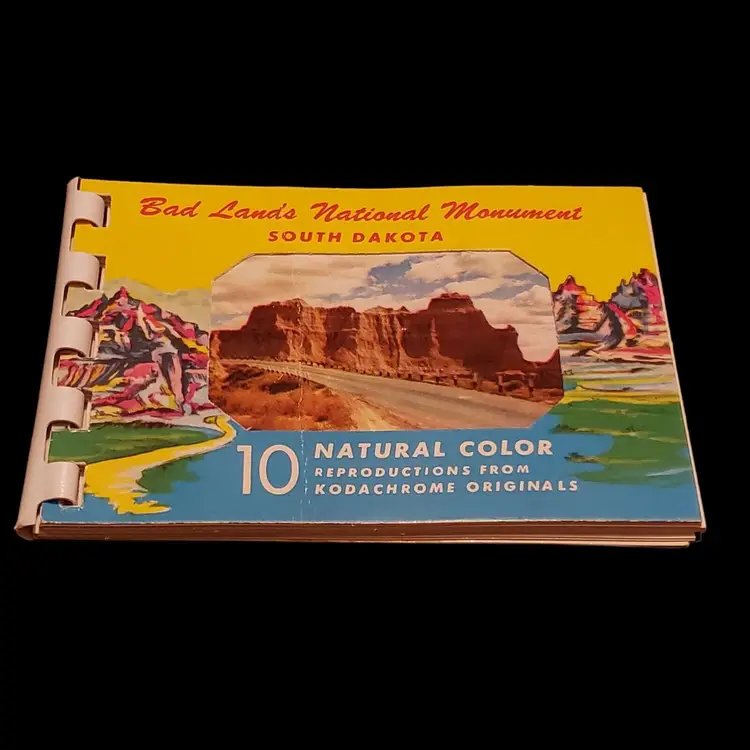 Bad Lands National Monument South Dakota Souvenir Book 10 Kodachrome Pictures