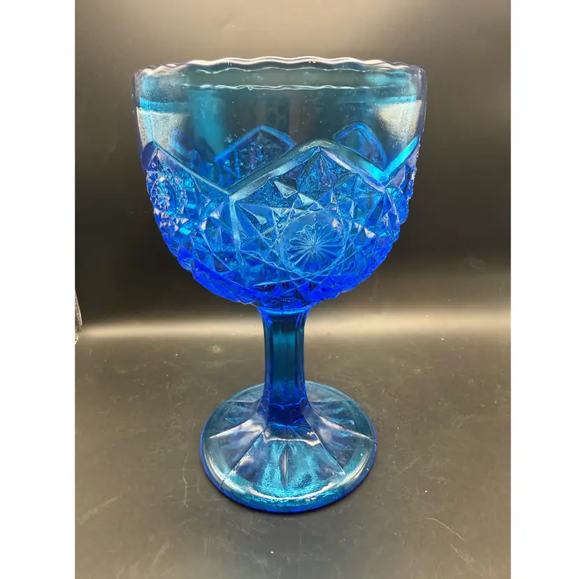 Vintage Kanawha Blue Glass Pedestal Compote