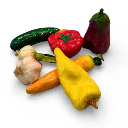 Various Hand Crafted And Painted Paper Mache Vegetables