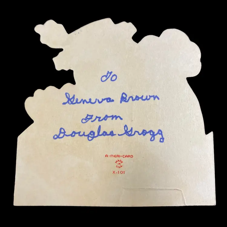 Vintage Valentine Americard Die cut Chirping Bird Flowers