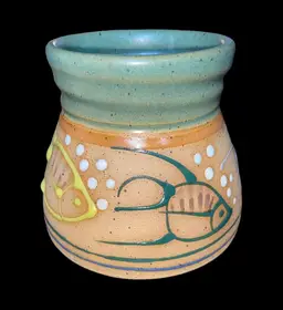 Art Pottery Tropical Fish Planter Vase Signed JB P.O.