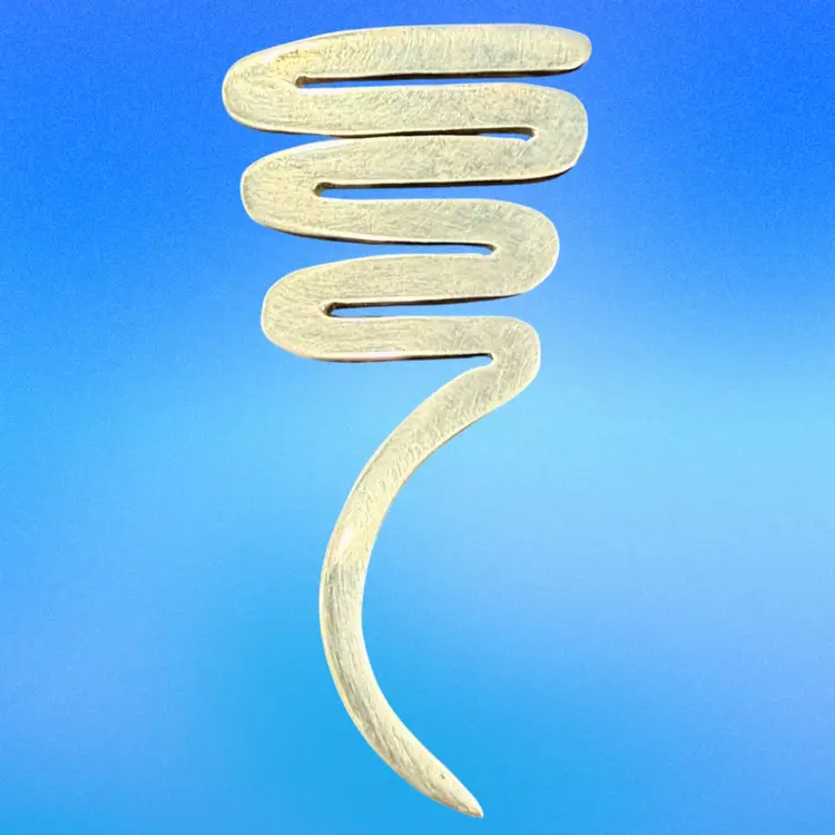 Vintage Mexican Modernist Taxco Sterling Silver Tornado Squiggle Brooch Pendant 2.75”