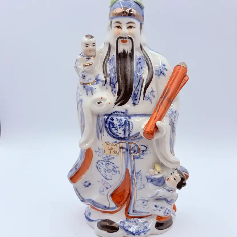Vintage Fu Xing "God of Happiness" Ceramic Sculpture 10.5 Tall