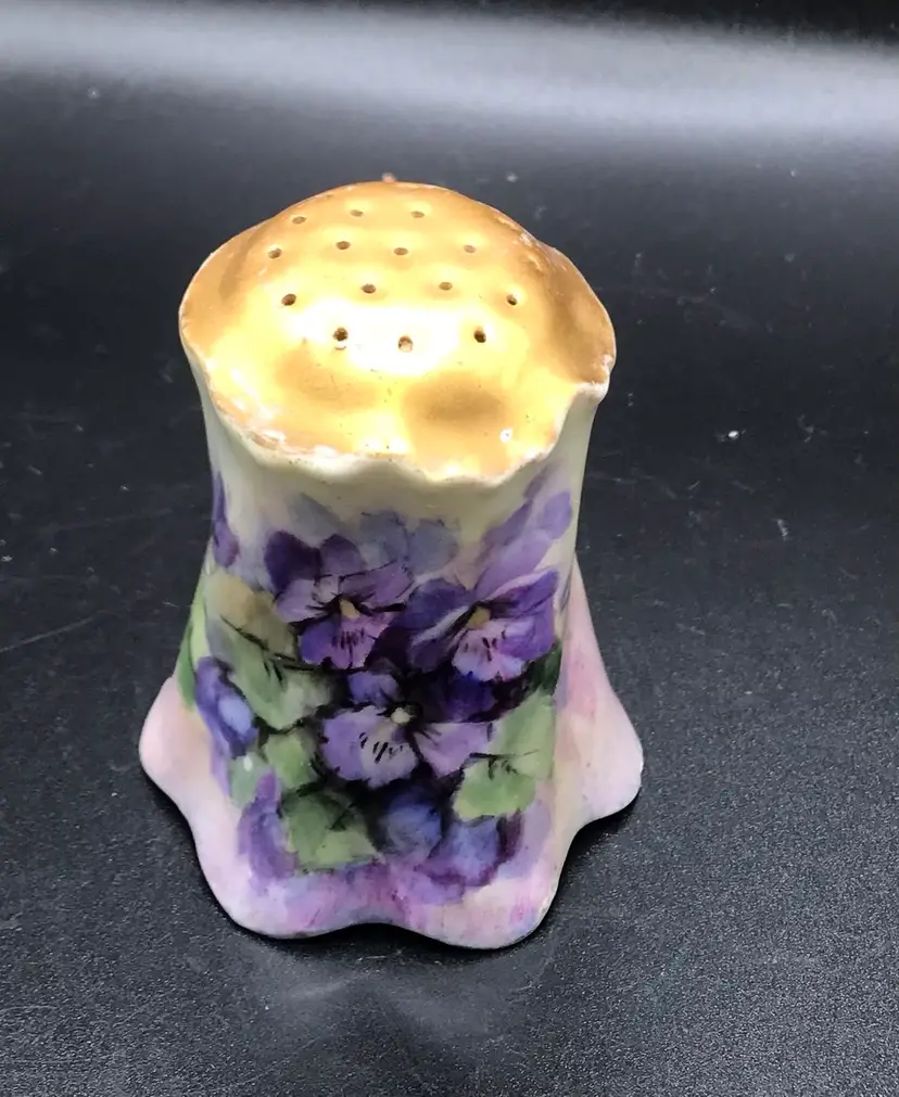Vintage Handpainted Purple/gold Single Shaker Hat Pin Holder Vase