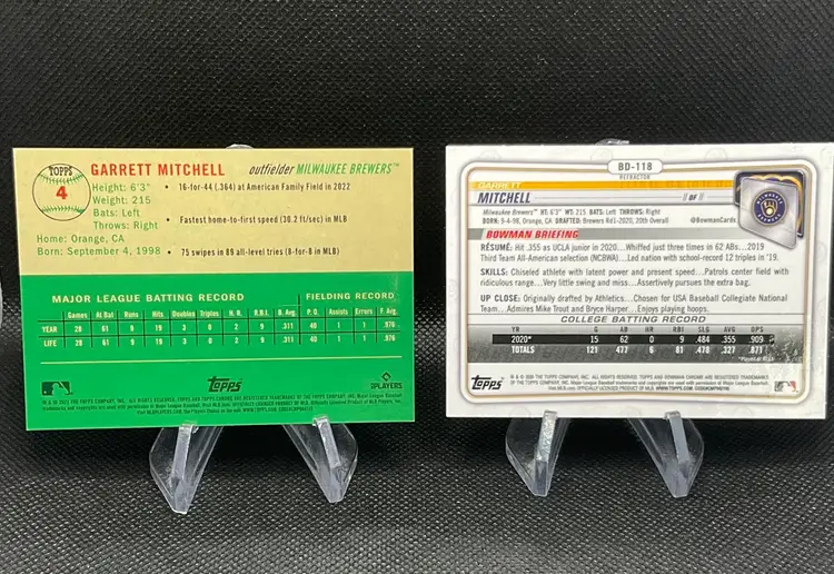 GARRETT MITCHELL (2) RC/1st Lot- Topps & Bowman- Milwaukee Brewers