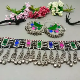 Multicolor Kuchi Choker With Earrings
