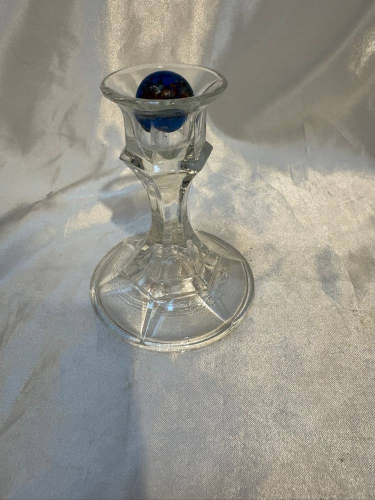 Glass Taper candle or marble holder 4.5” tall
