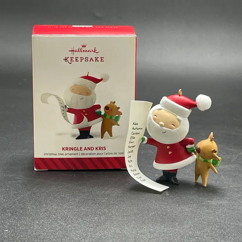 Hallmark Kringle and Kris 1st in Series Christmas Ornament Santa Reindeer VTG