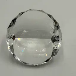 Crystal Glass Clear Faceted Paperweight Etched Australia Sydney Harbour Bridge Opera House
