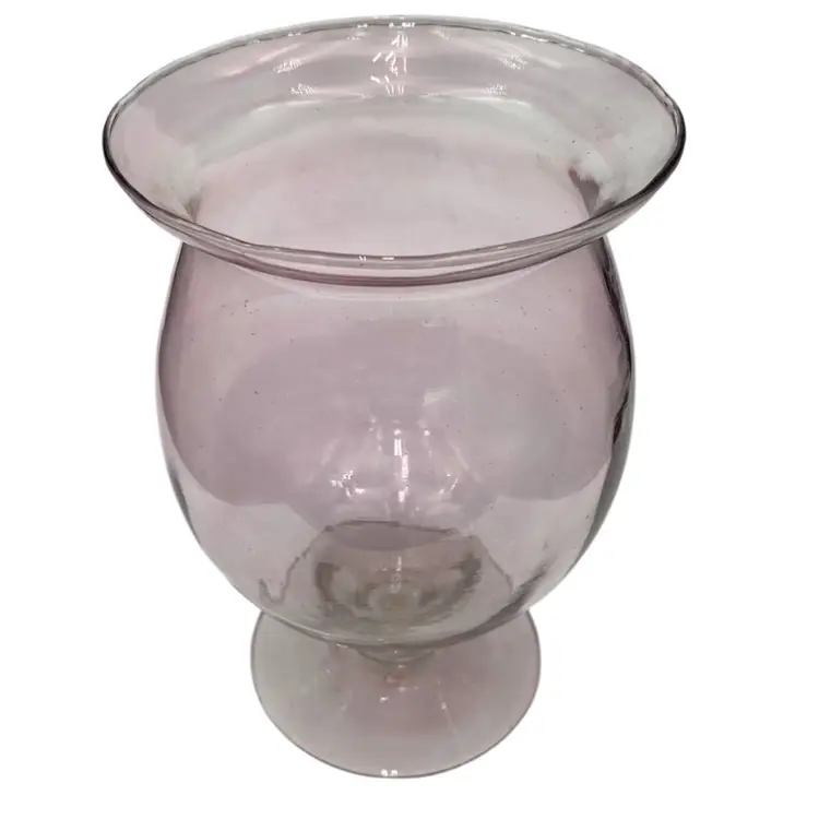 Beautiful pale Purple/Pink Handblown Glass Pedestal Vase, Made in Mexico