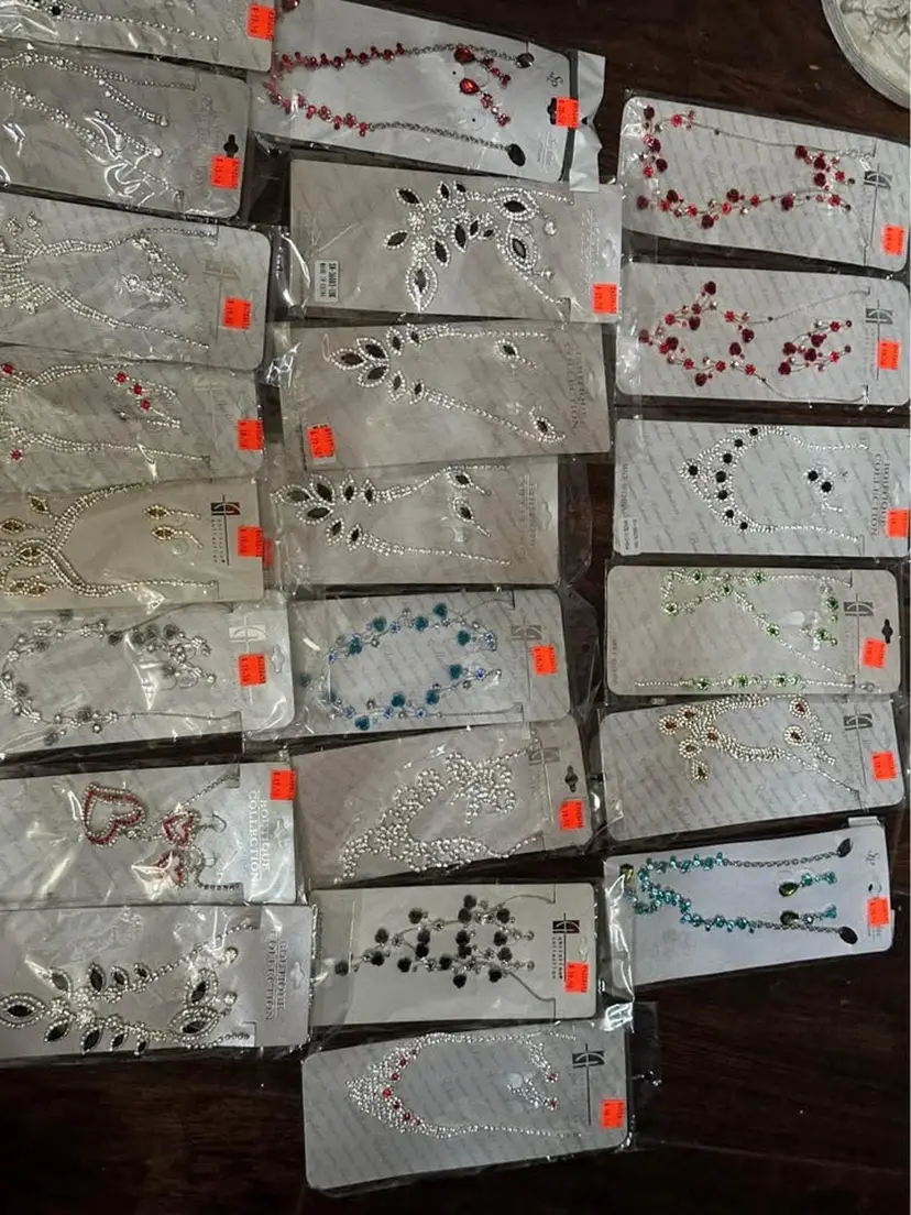 Rhinestone Necklace & Earring Sets: Long Sparkling Styles (22 Pieces)