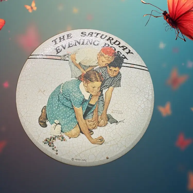 Norman Rockwell Collector Tin Saturday Evening Post 1939 "Marbles Champion"