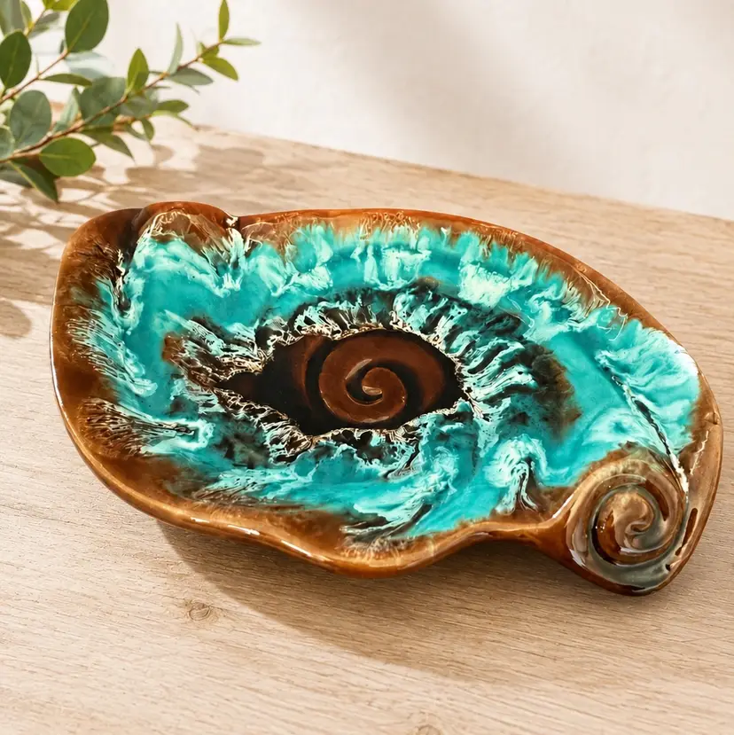 Rare Vintage French-Vallauris  Studio Art Pottery Ceramic Treat/Dish With Fat Lava Glaze