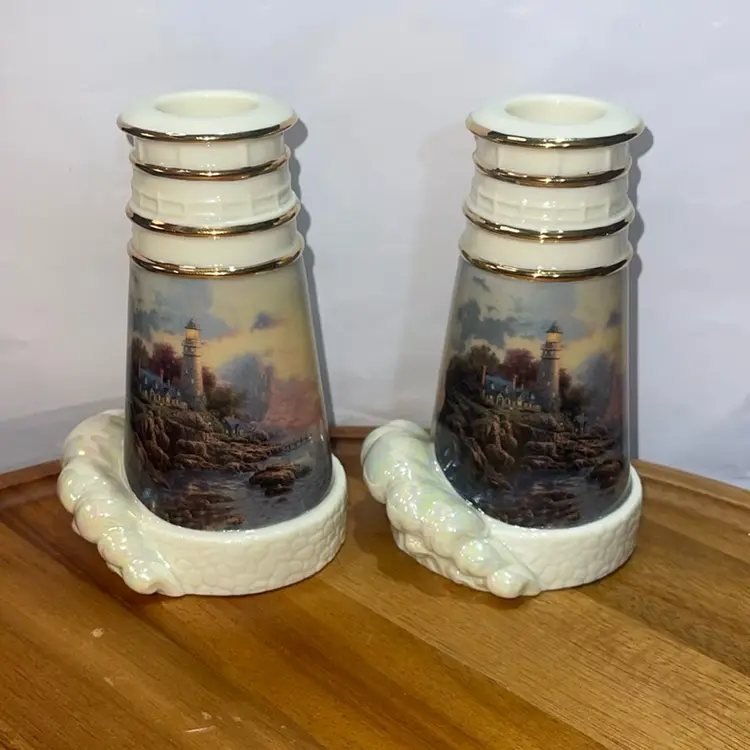 Lenox Thomas Kinkade sea of Tranquility candlesticks 2004