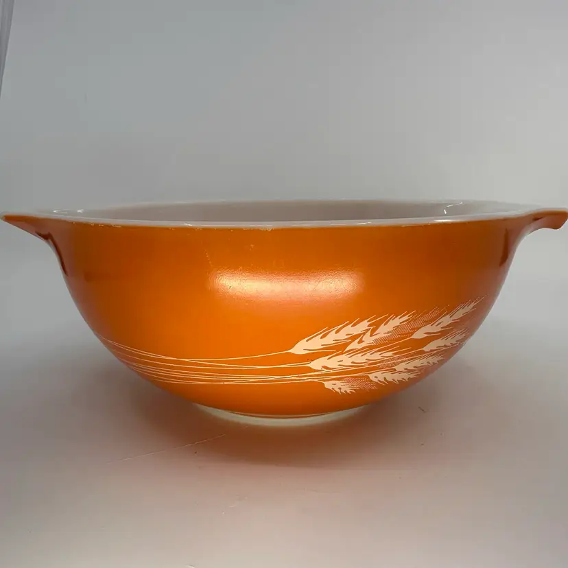 Vintage Pyrex Cinderella Autumn Harvest Wheat Mixing Bowl 443- 2 1/2 Qt Orange