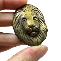 #01 - Vintage 80s Lion Head Bronze Brooch 1.75”