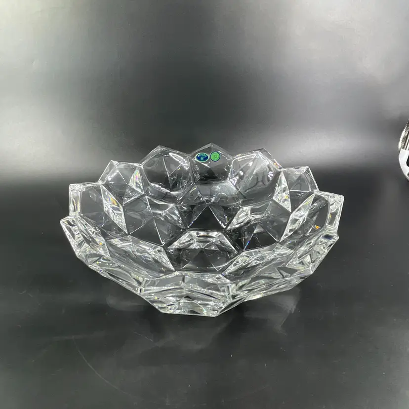 23 Heavy Bohemia Czech Republic 24%PbO Lead Crystal 12" Centerpiece Bowl Faceted