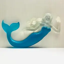 Plastic Lucite Resin Mermaid Holding Shell Wall Decor