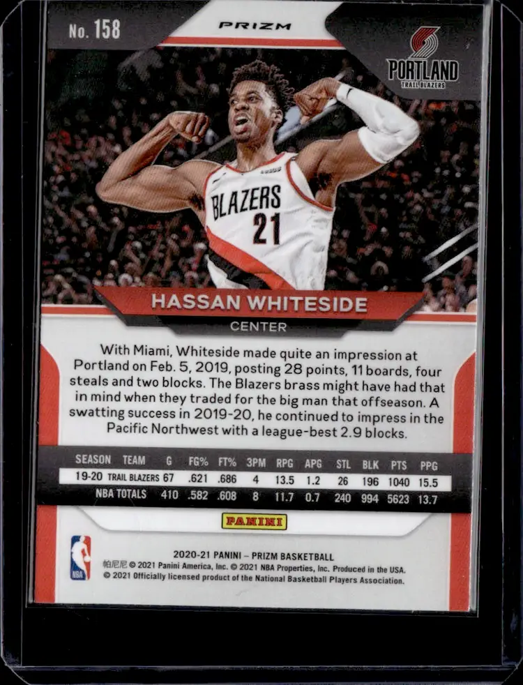 Hassan Whiteside Prizm Portland Trail Blazers Card red