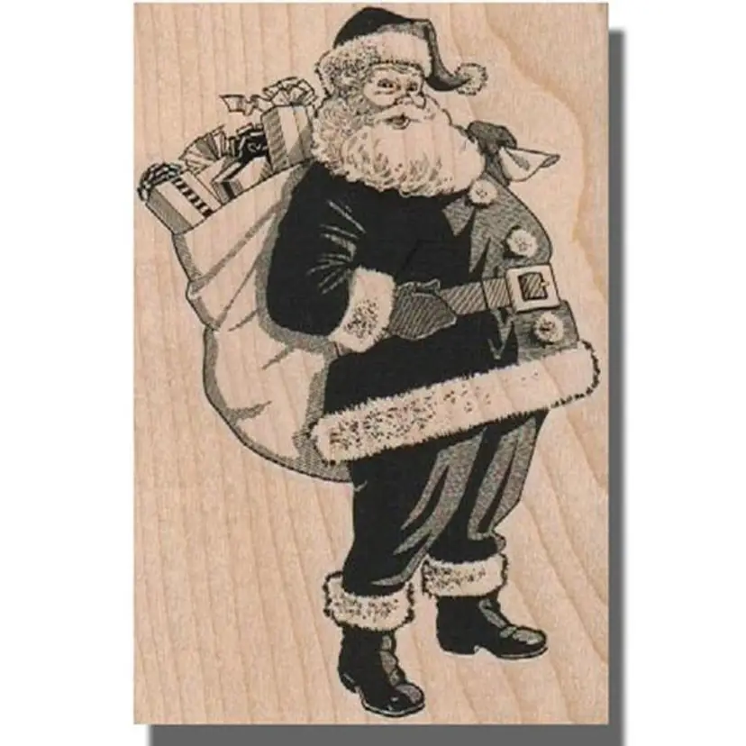 Santa With Toy Bag Christmas Rubber Stamp