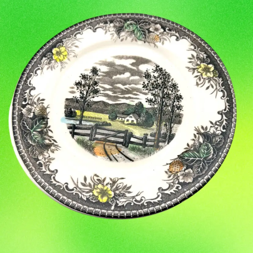Vintage Spring Valley Transfer Ware Bread Plates Set Of 3 - 6” Wide