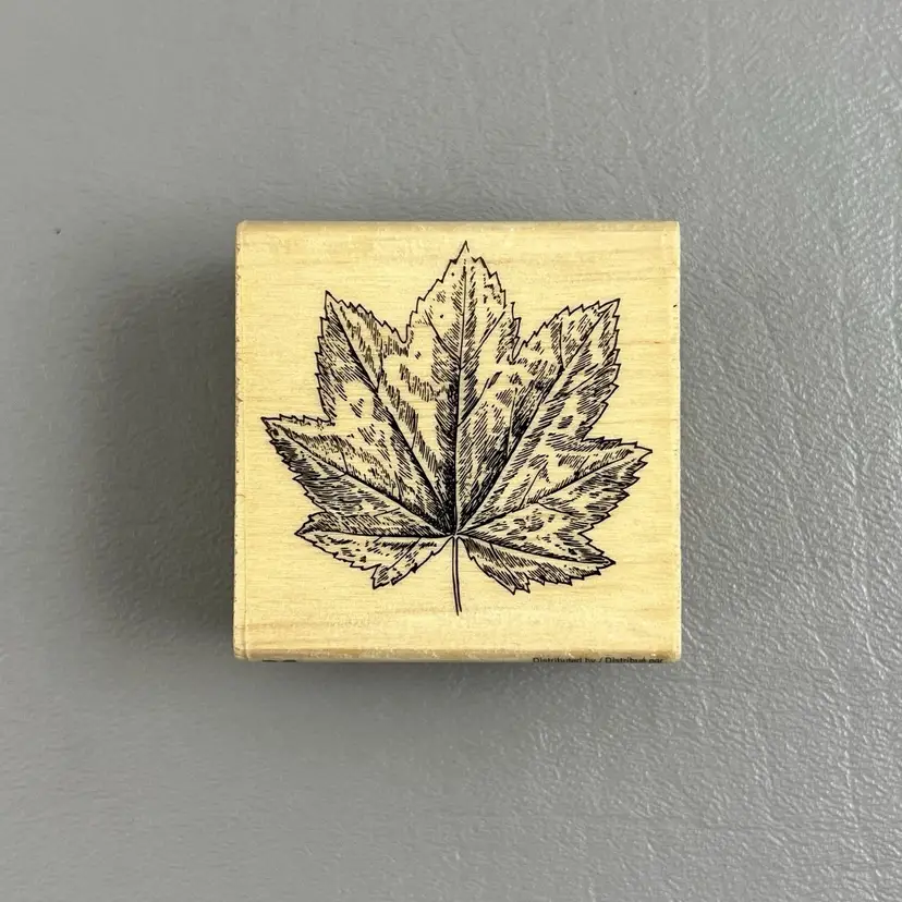 Craft Smart 2”x2” Autumn Fall Maple Leaf Wood Mounted Rubber Stamp 276870