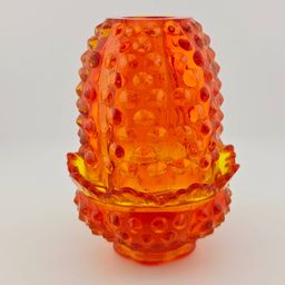 Vintage Amberina Hobnail Small Fairy Lamp