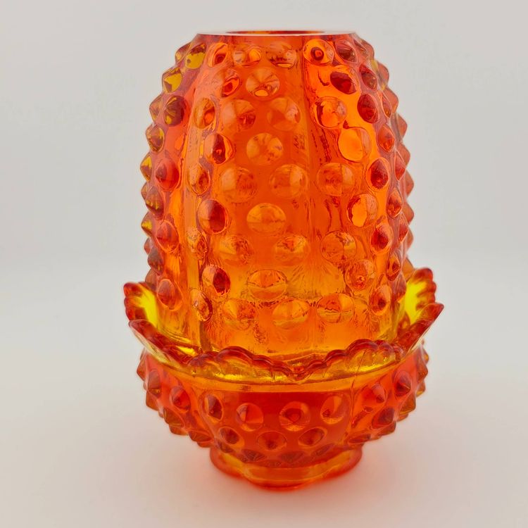 Vintage Amberina Hobnail Small Fairy Lamp