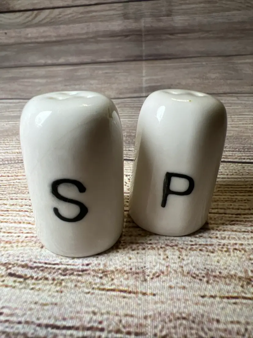Vintage Mini Salt & Pepper Shakers Small White Kitchen Spices Travel 1.75”