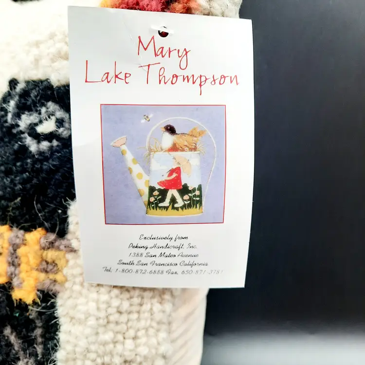 Peking Handicraft Mary Lake Thompson Hooked Pillow Lucy Dog Black Dog w/Scarf