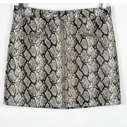 BlankNYC Mini Skirt Womens Size 29 Faux Leather Snake Print Moto Exposed Zipper