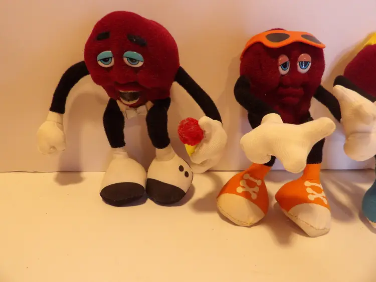* Lot Of 3 California Raisins Plush Set 1988 Applause Poseable Bendable Vintage