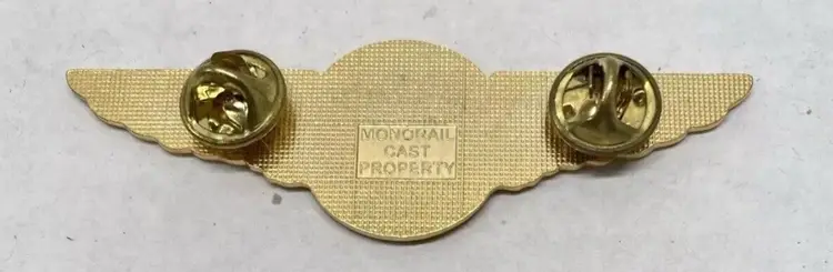 Vintage Walt Disney World Monorail Gold Pilot Wings Cast Pin Yellow
