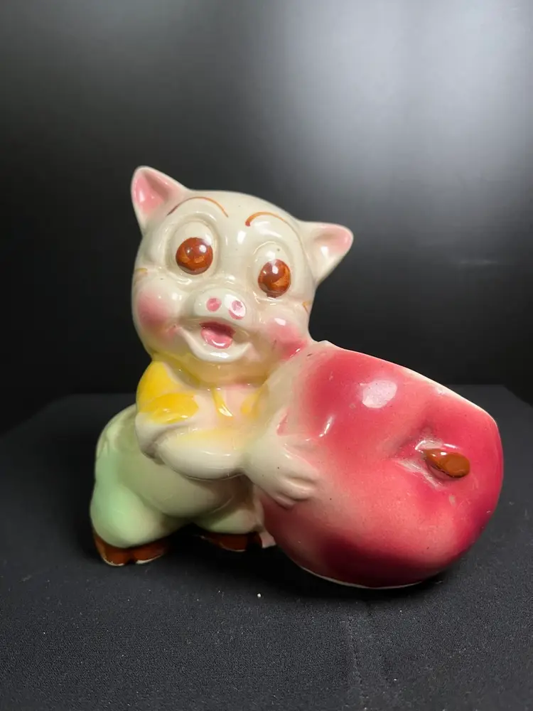 Shawnee Pottery Pig w/ Apple Planter-Lot 53