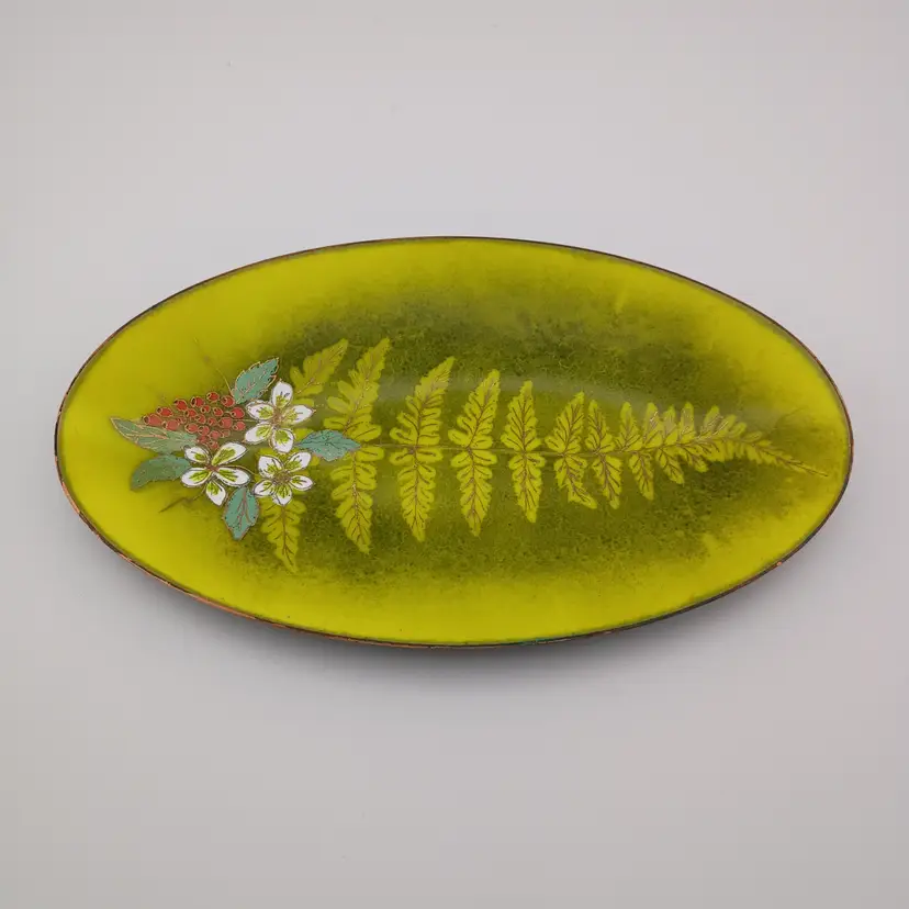 Signed enamel on copper dish